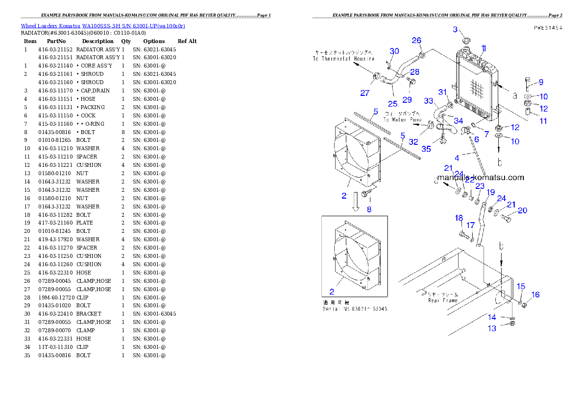 WA100SSS-3-H S/N 63001-UP Partsbook