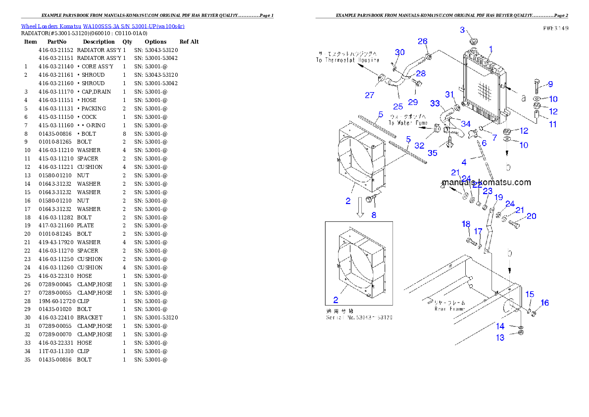 WA100SSS-3A S/N 53001-UP Partsbook