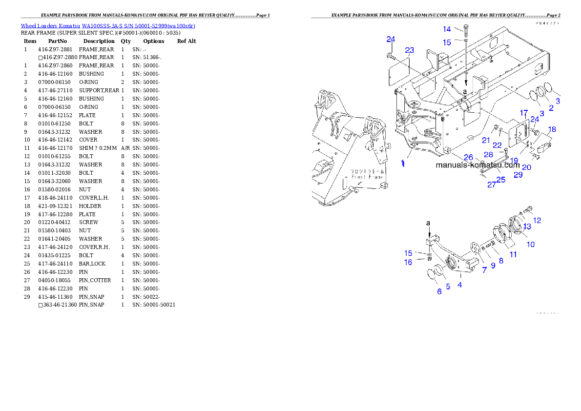 WA100SSS-3A-S S/N 50001-52999 Partsbook