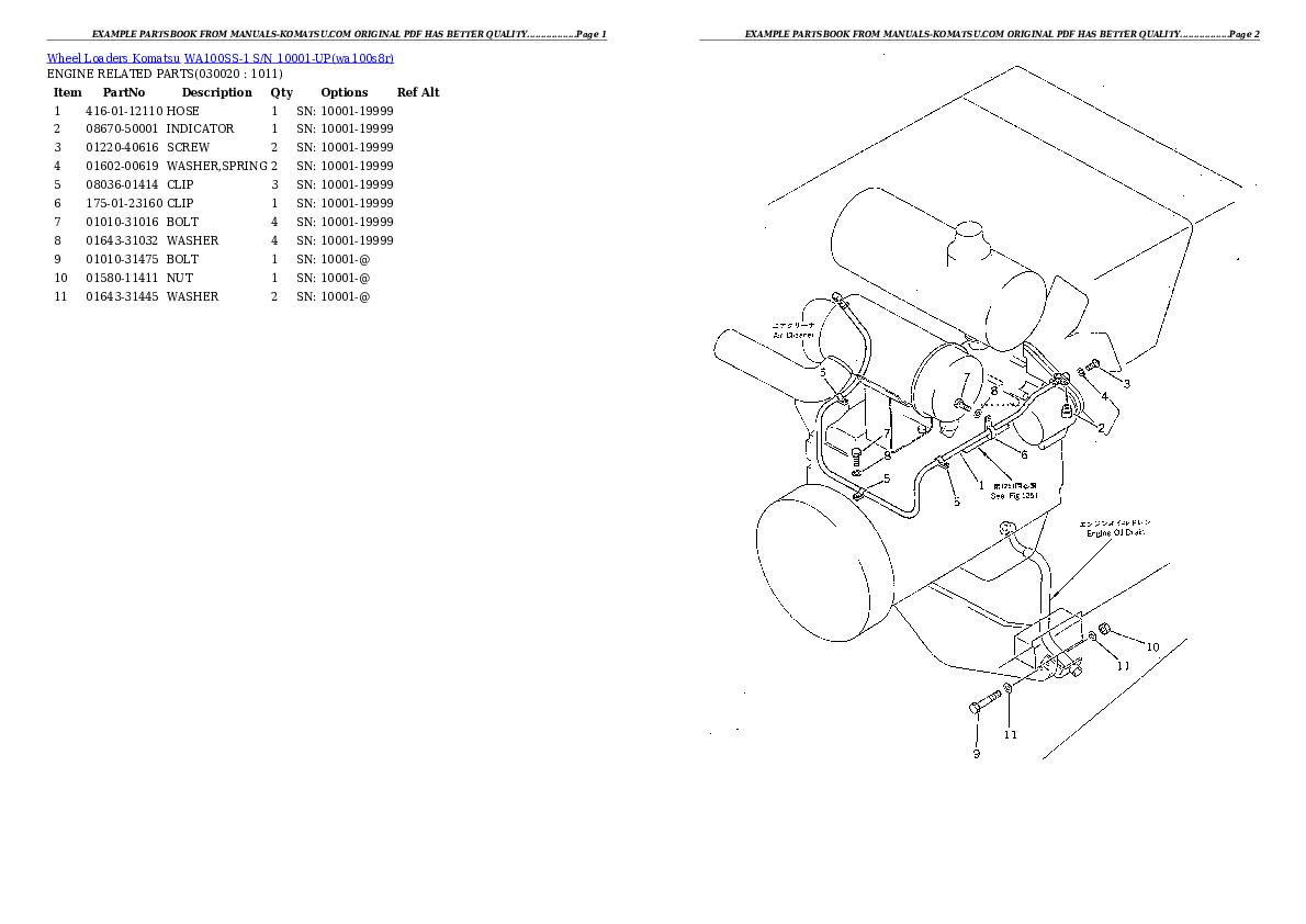 WA100SS-1 S/N 10001-UP Partsbook