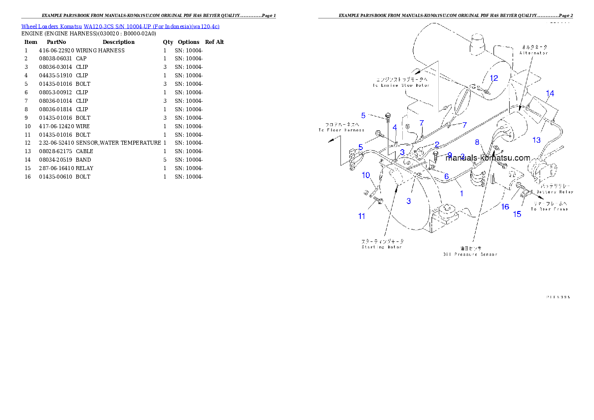 WA120-3CS S/N 10004-UP (For Indonesia) Partsbook