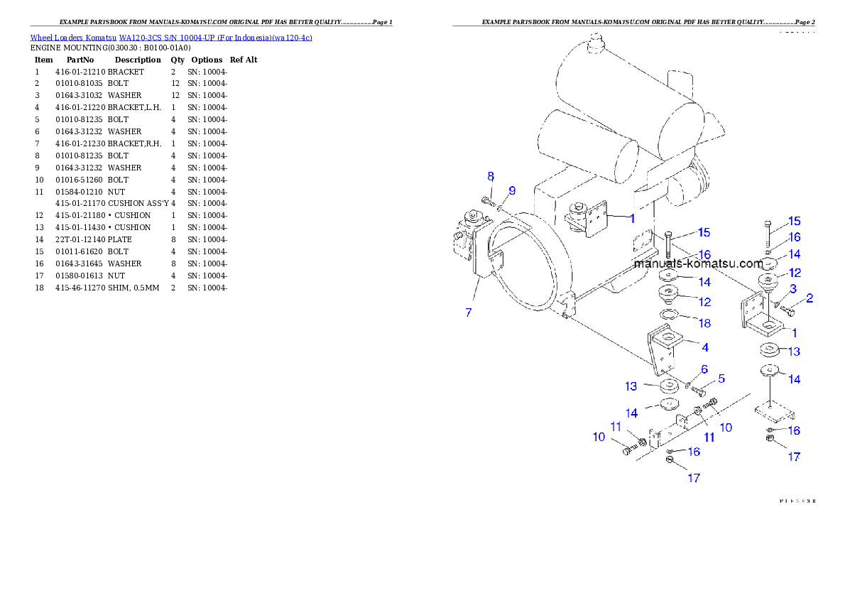 WA120-3CS S/N 10004-UP (For Indonesia) Partsbook