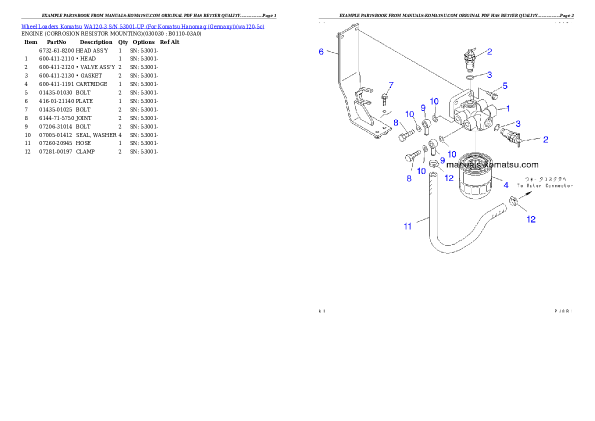 WA120-3 S/N 53001-UP (For Komatsu Hanomag (Germany)) Partsbook