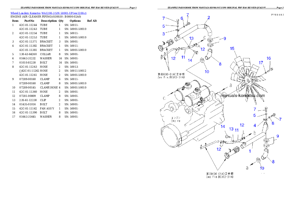 WA1200-3 S/N 50001-UP (Chassis only) Partsbook