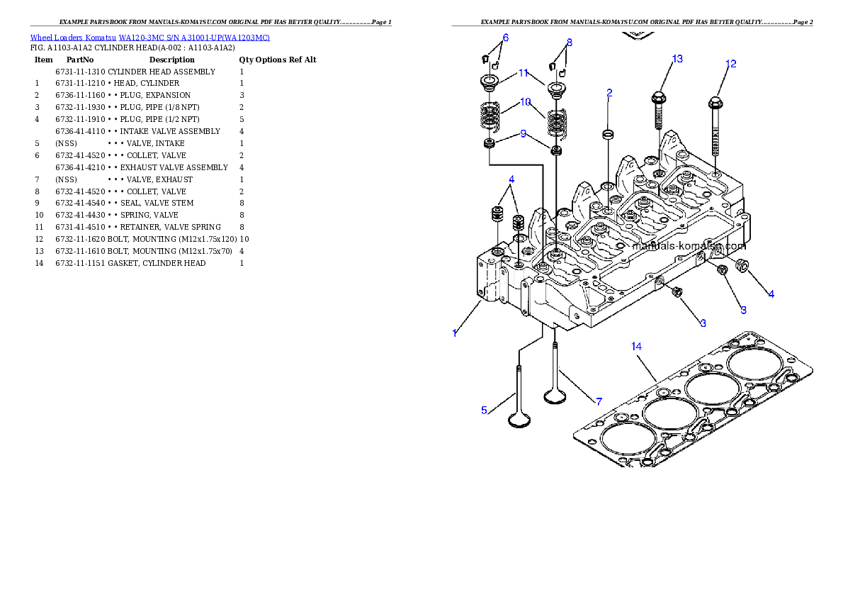 WA120-3MC S/N A31001-UP Partsbook