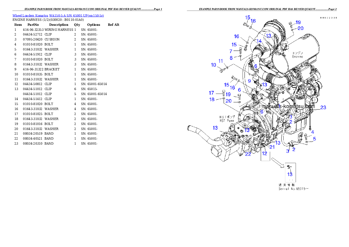 WA150-5-A S/N 65001-UP Partsbook