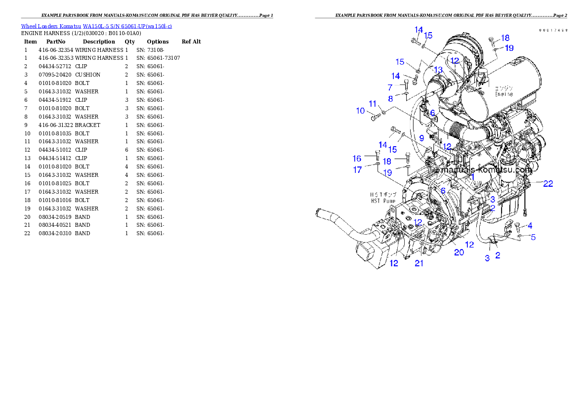 WA150L-5 S/N 65061-UP Partsbook