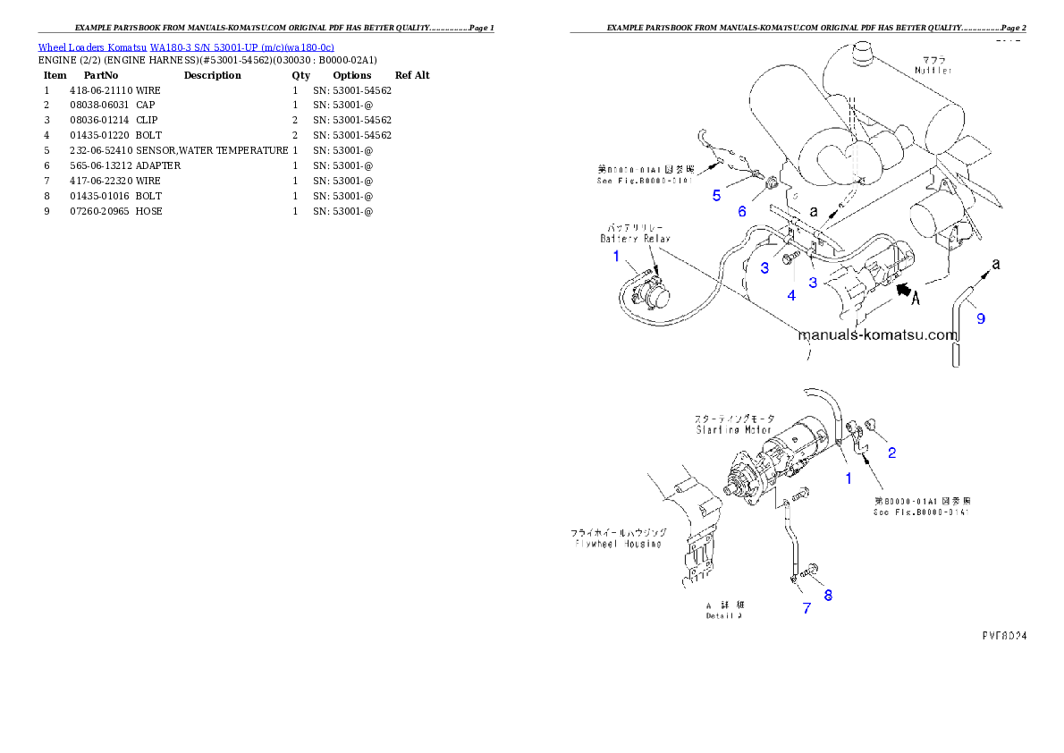 WA180-3 S/N 53001-UP (m/c) Partsbook