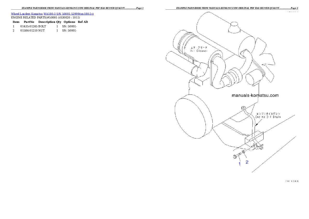 WA180-3 S/N 50001-52999 Partsbook