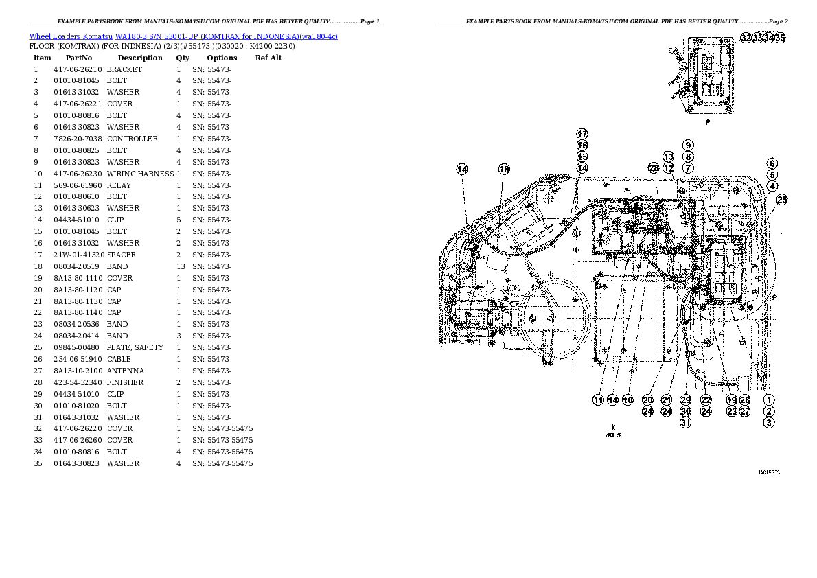 WA180-3 S/N 53001-UP (KOMTRAX for INDONESIA) Partsbook