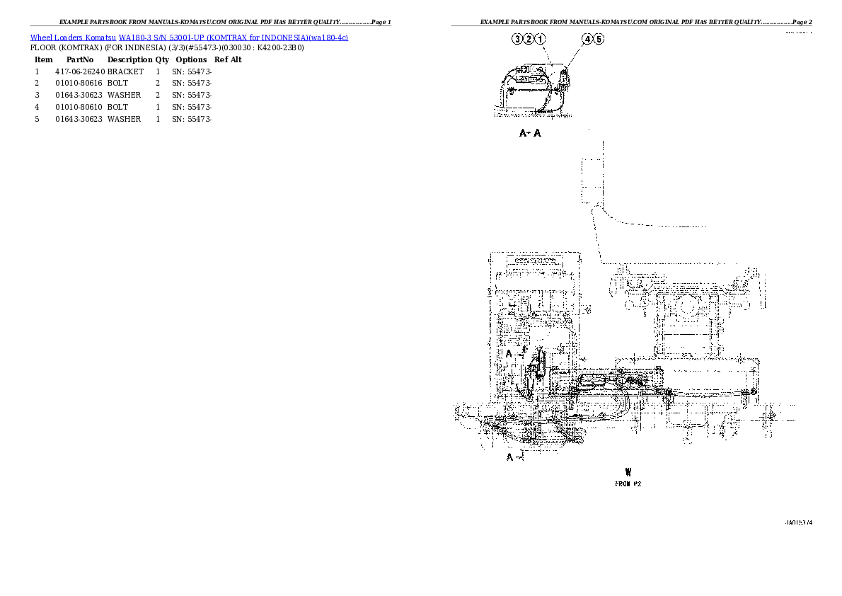 WA180-3 S/N 53001-UP (KOMTRAX for INDONESIA) Partsbook