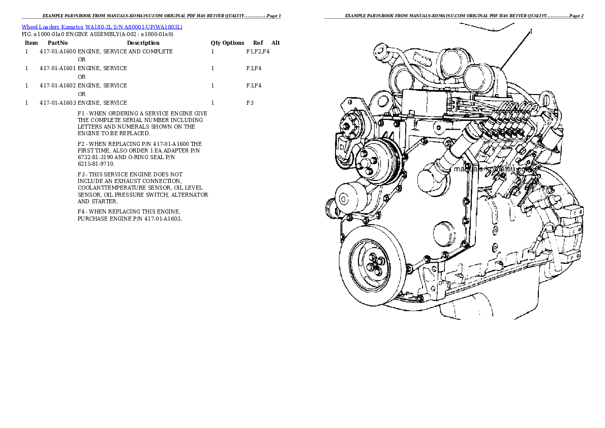 WA180-3L S/N A80001-UP Partsbook