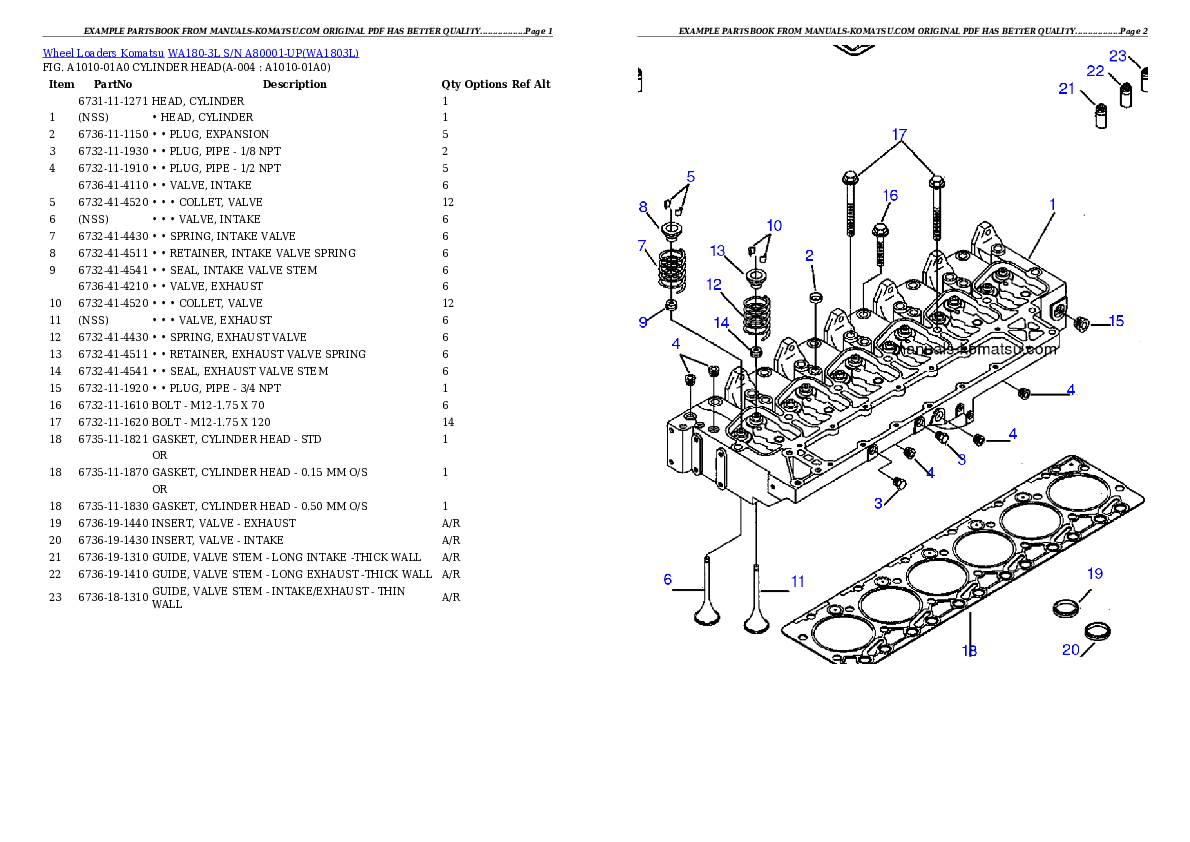 WA180-3L S/N A80001-UP Partsbook