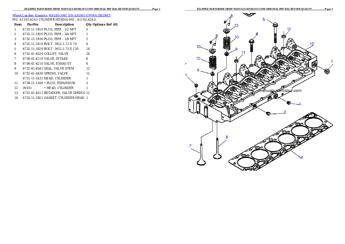 WA180-3MC S/N A81001-UP Partsbook