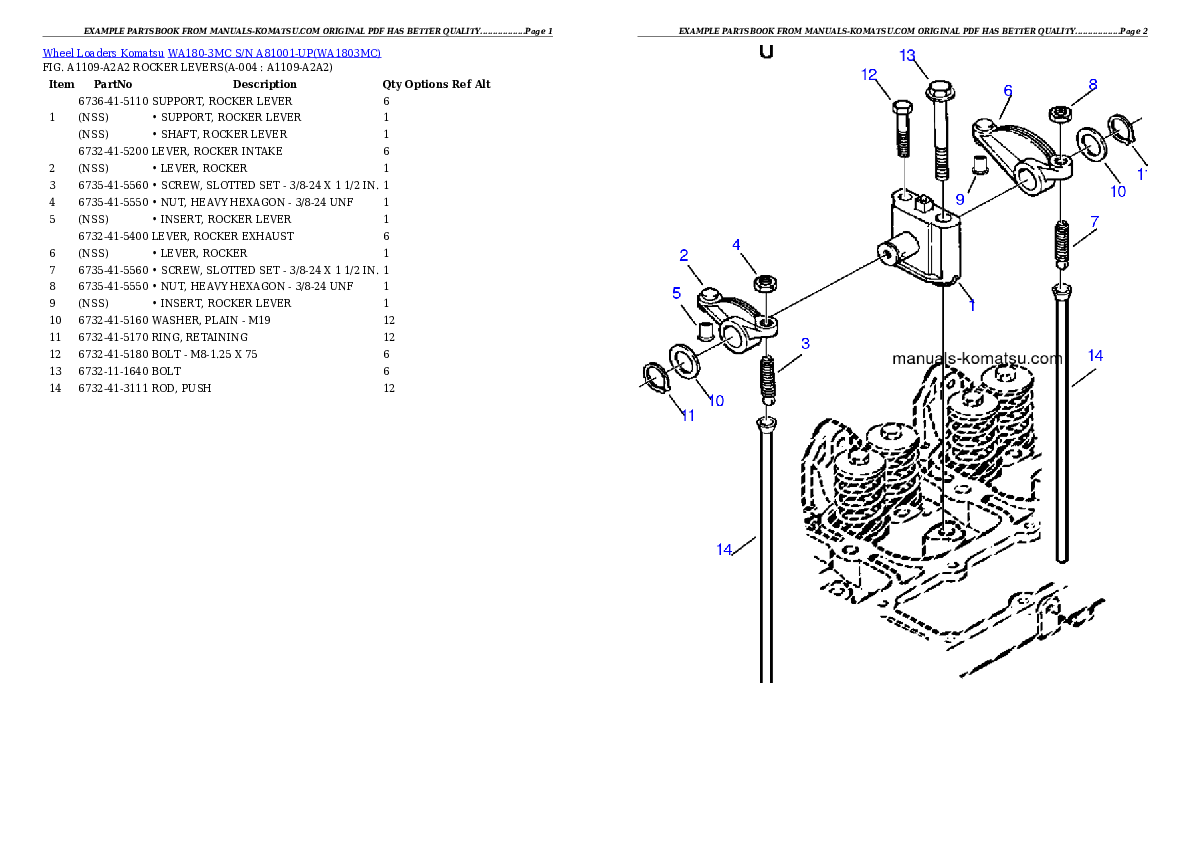 WA180-3MC S/N A81001-UP Partsbook