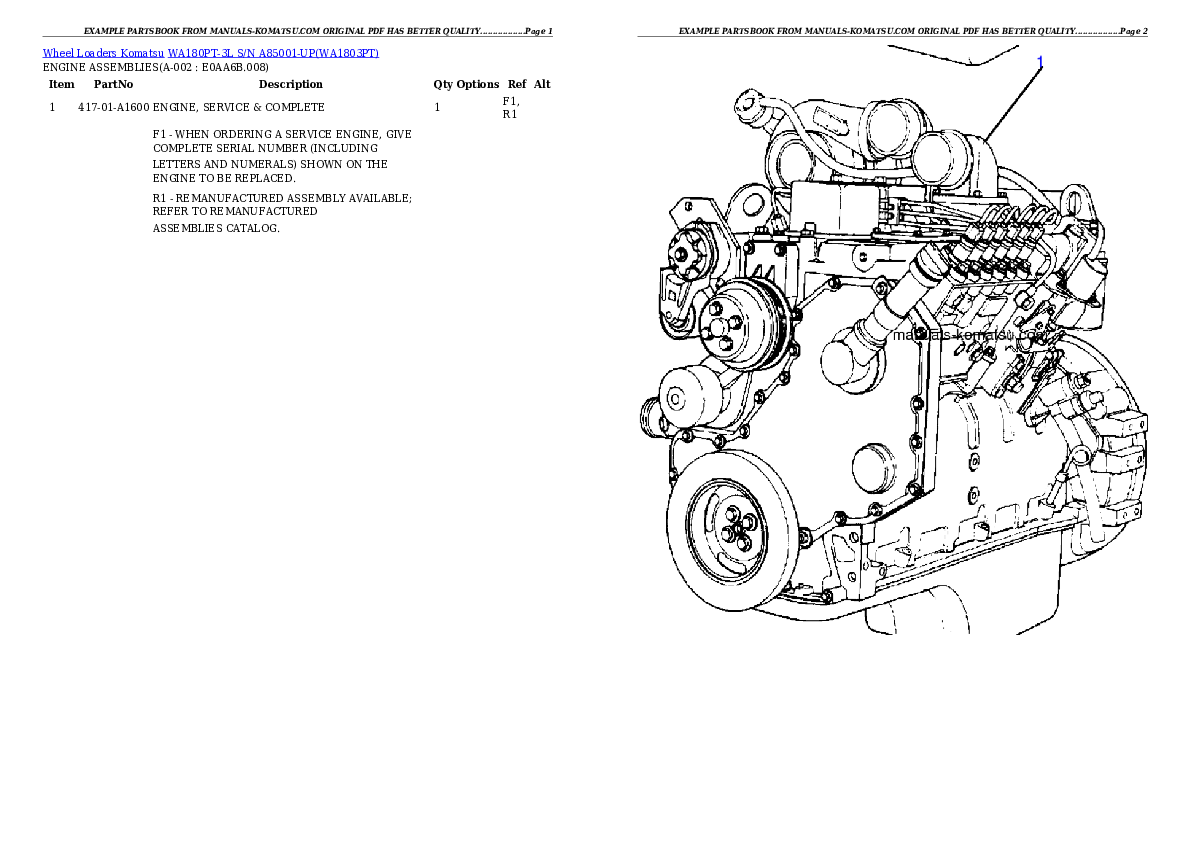 WA180PT-3L S/N A85001-UP Partsbook