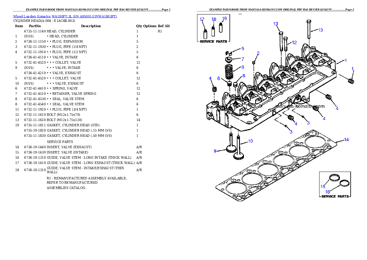 WA180PT-3L S/N A85001-UP Partsbook