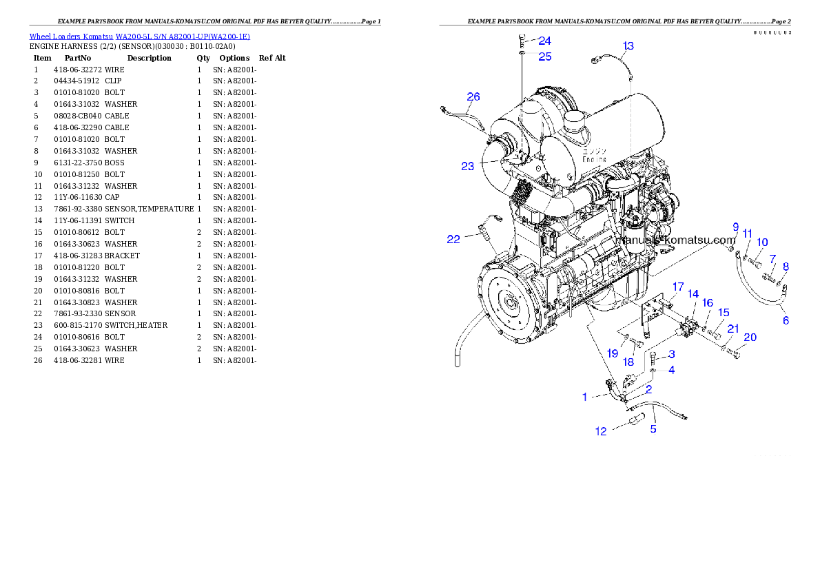 WA200-5L S/N A82001-UP Partsbook