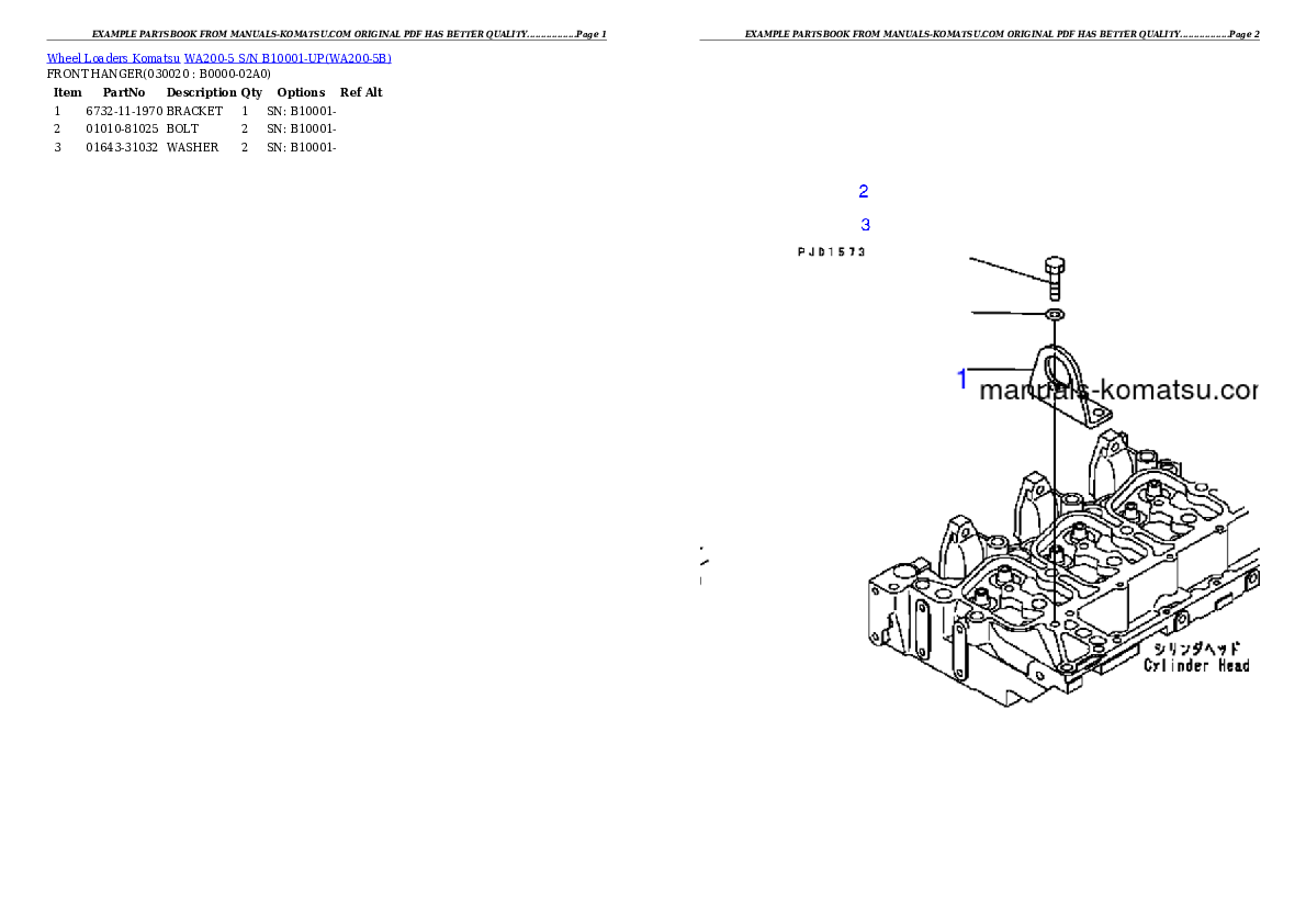 WA200-5 S/N B10001-UP Partsbook