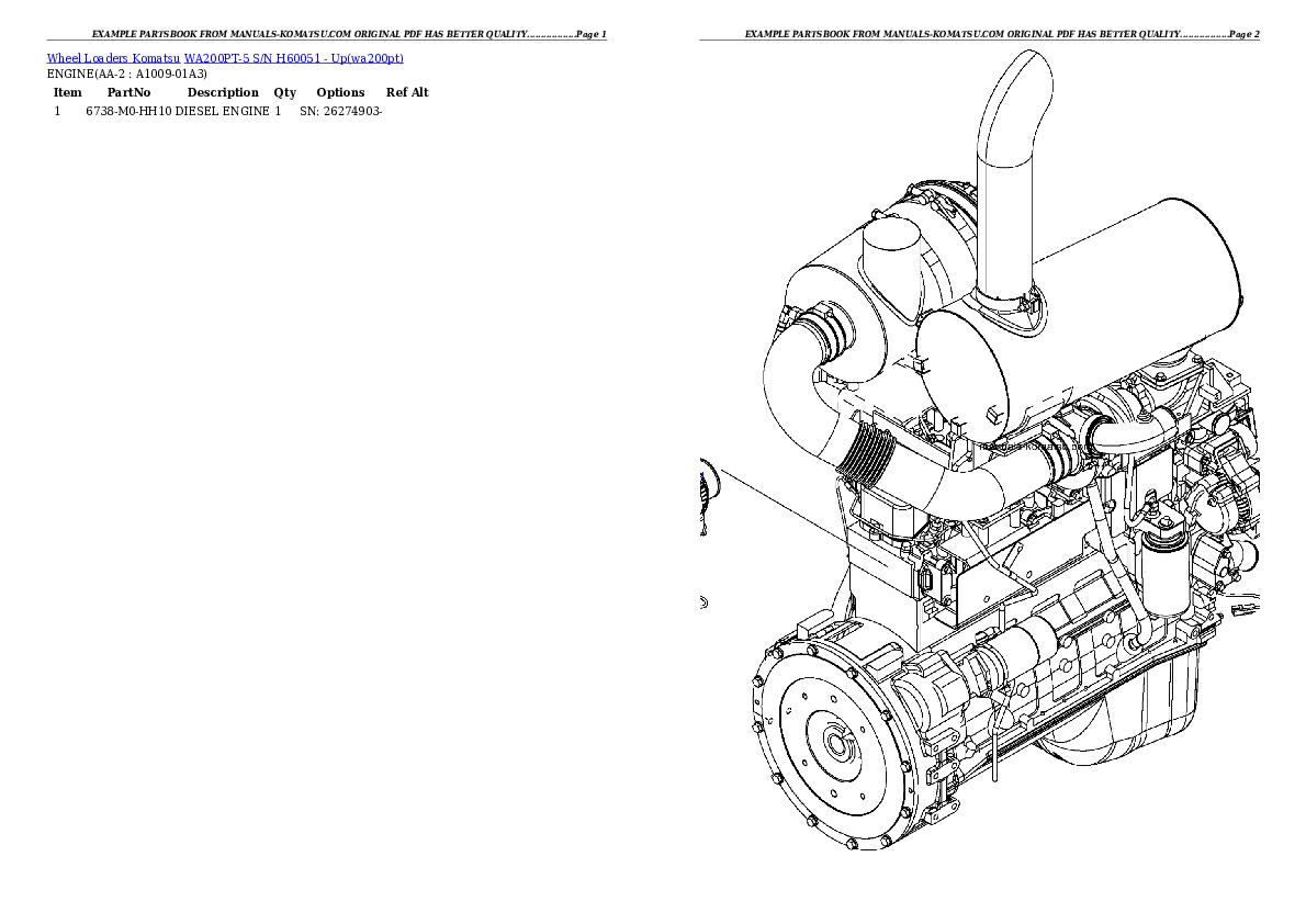 WA200PT-5 S/N H60051 - Up Partsbook