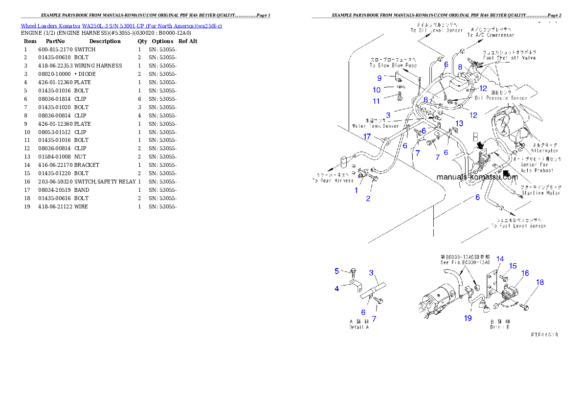 WA250L-3 S/N 53001-UP (For North America) Partsbook