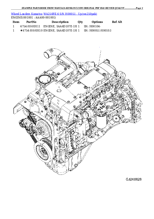 WA250PZ-6 S/N H00051 - Up Partsbook