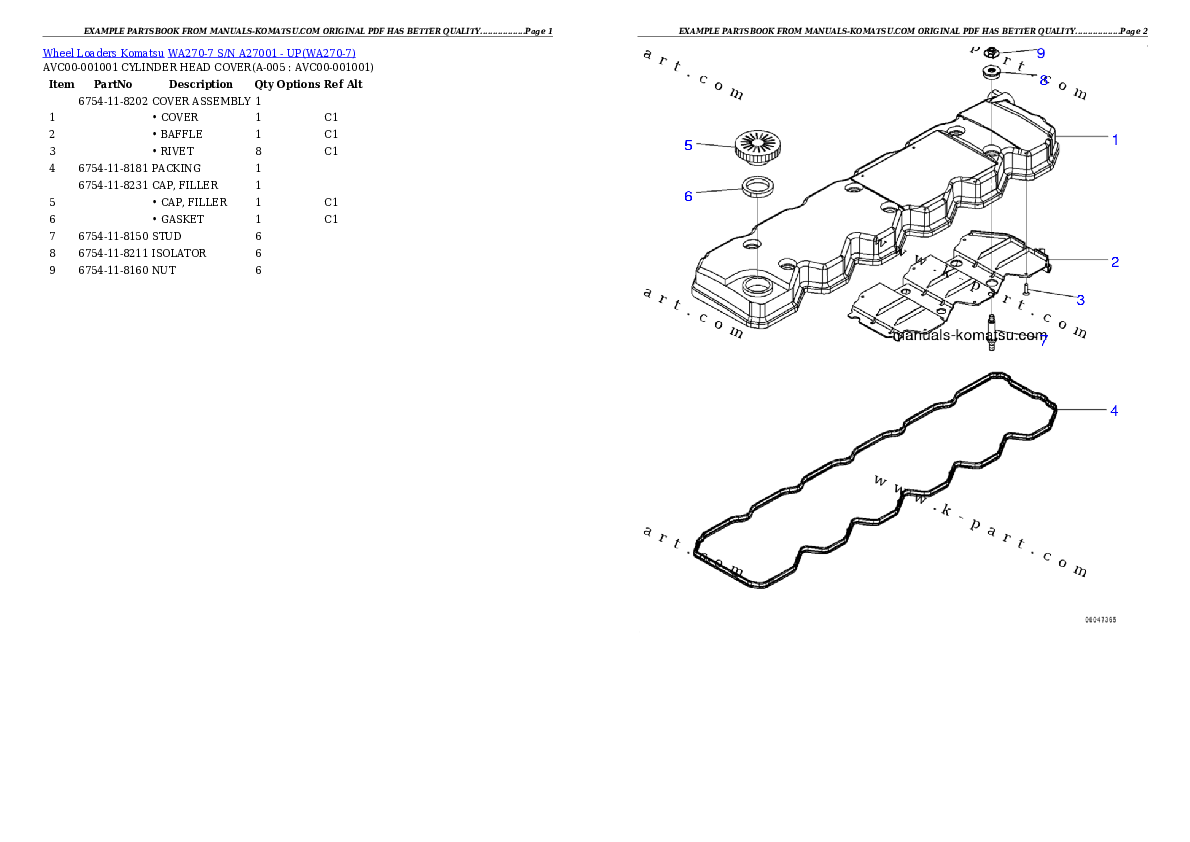 WA270-7 S/N A27001 - UP Partsbook