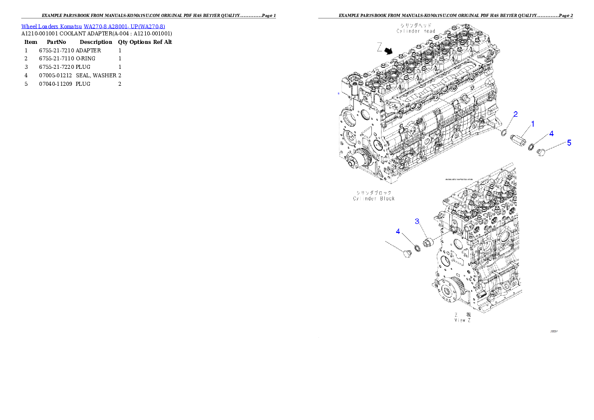 WA270-8  A28001- UP Partsbook