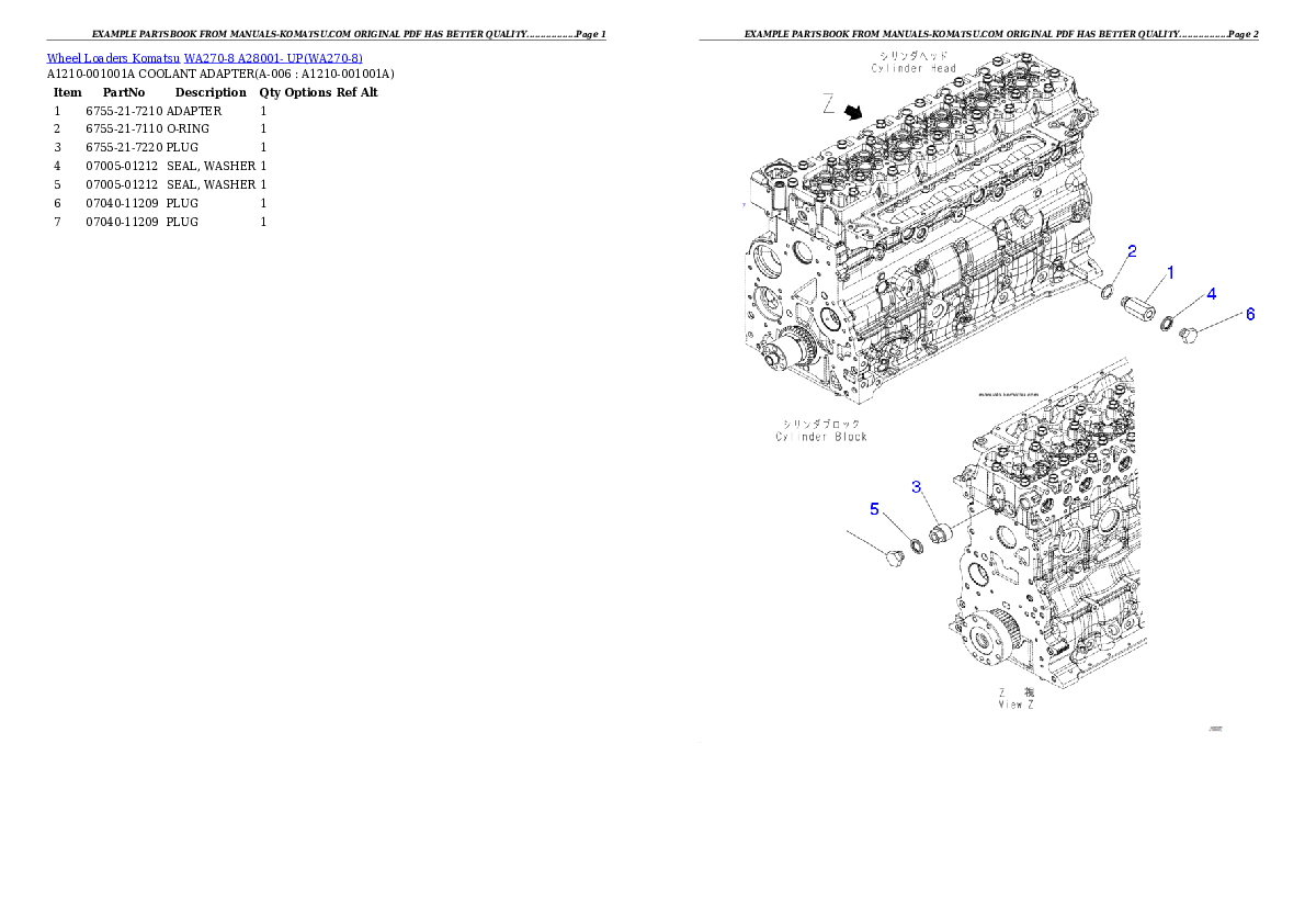 WA270-8  A28001- UP Partsbook