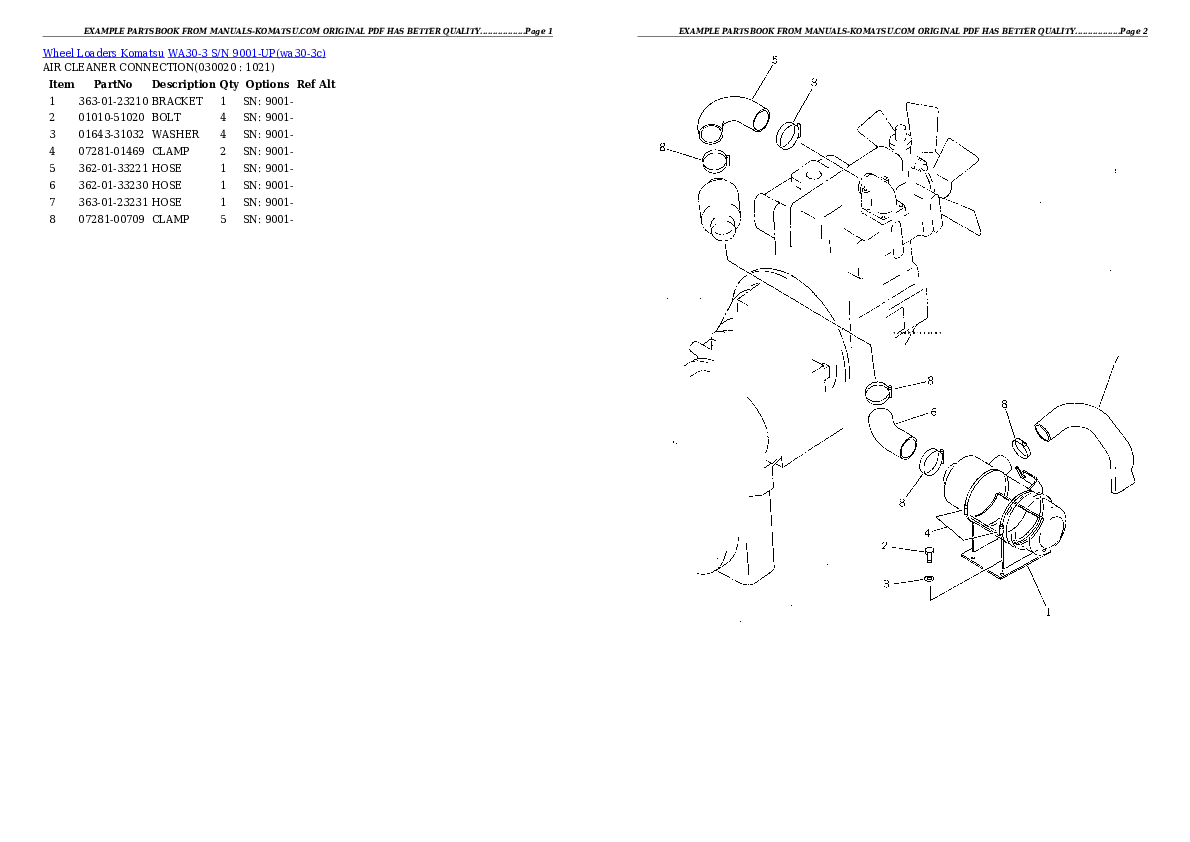 WA30-3 S/N 9001-UP Partsbook