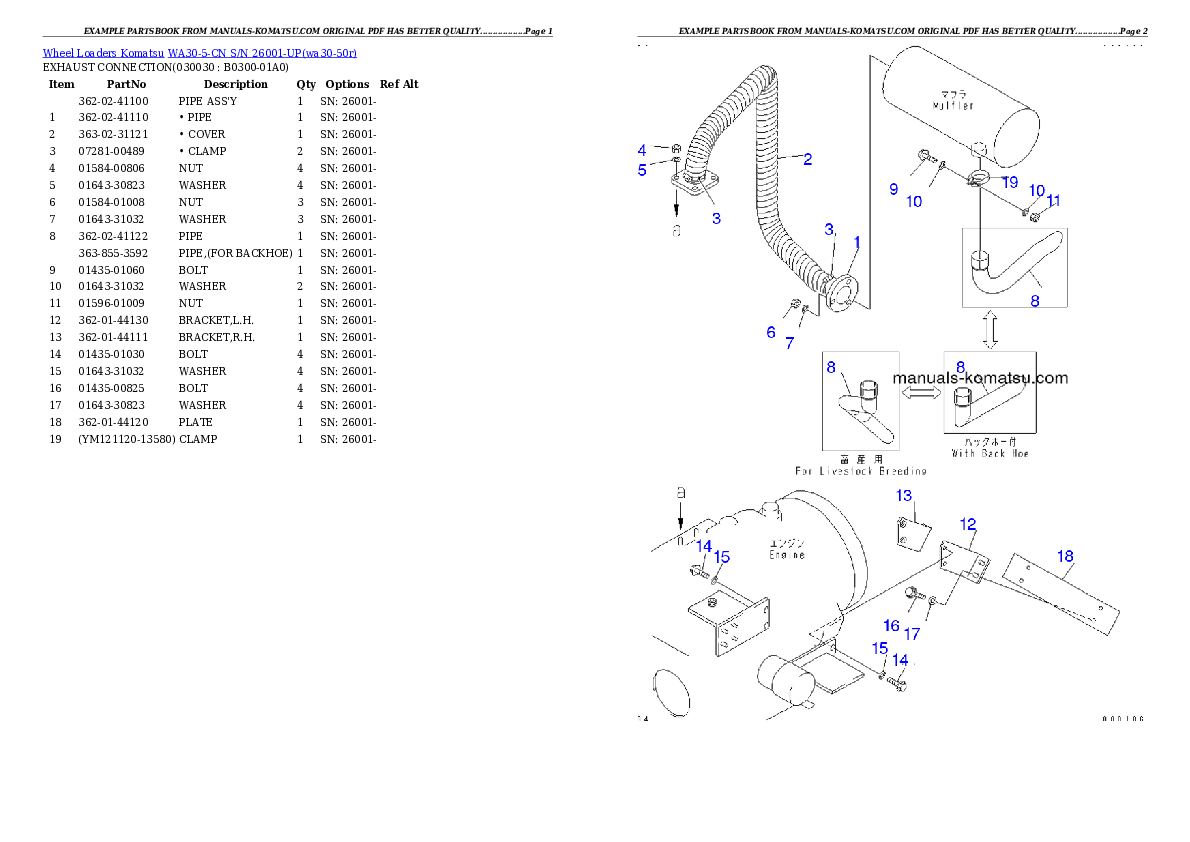 WA30-5-CN S/N 26001-UP Partsbook