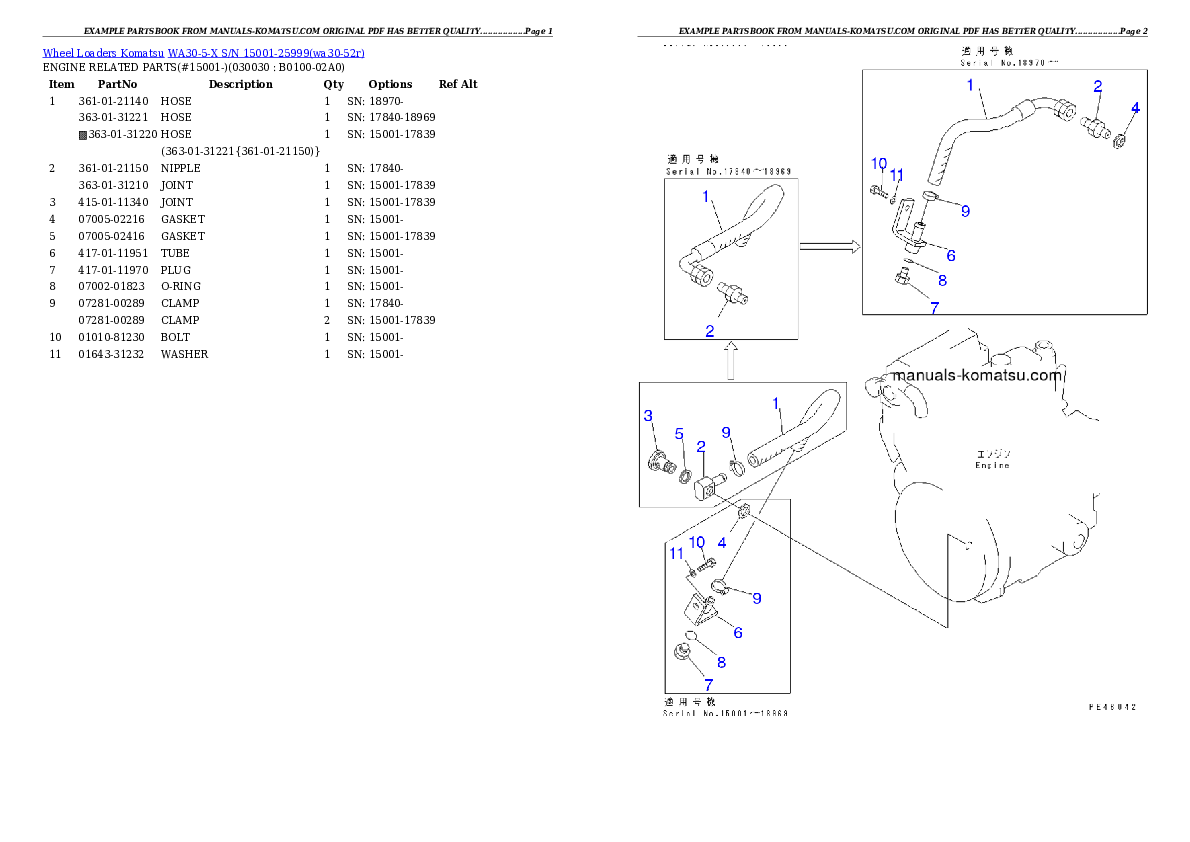 WA30-5-X S/N 15001-25999 Partsbook