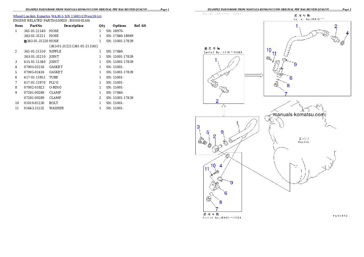 WA30-5 S/N 15001-UP Partsbook