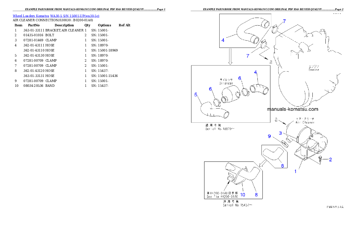 WA30-5 S/N 15001-UP Partsbook