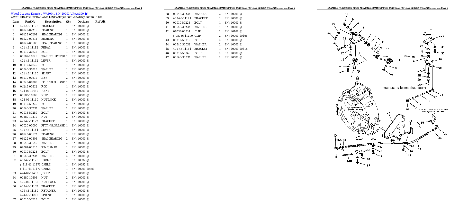 WA300-1 S/N 10001-UP Partsbook