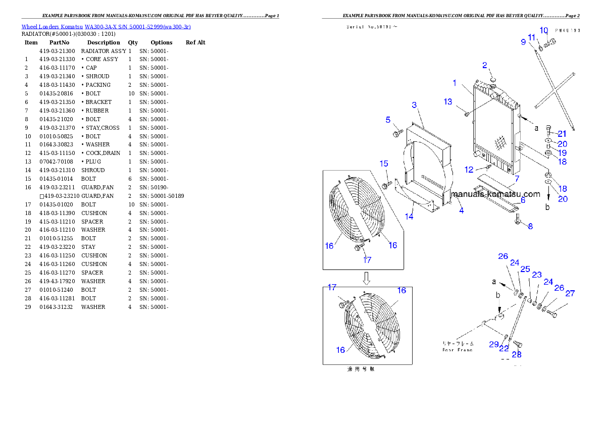 WA300-3A-X S/N 50001-52999 Partsbook