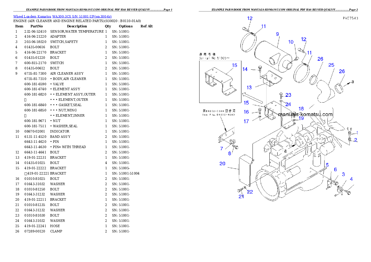 WA300-3CS S/N 51001-UP Partsbook