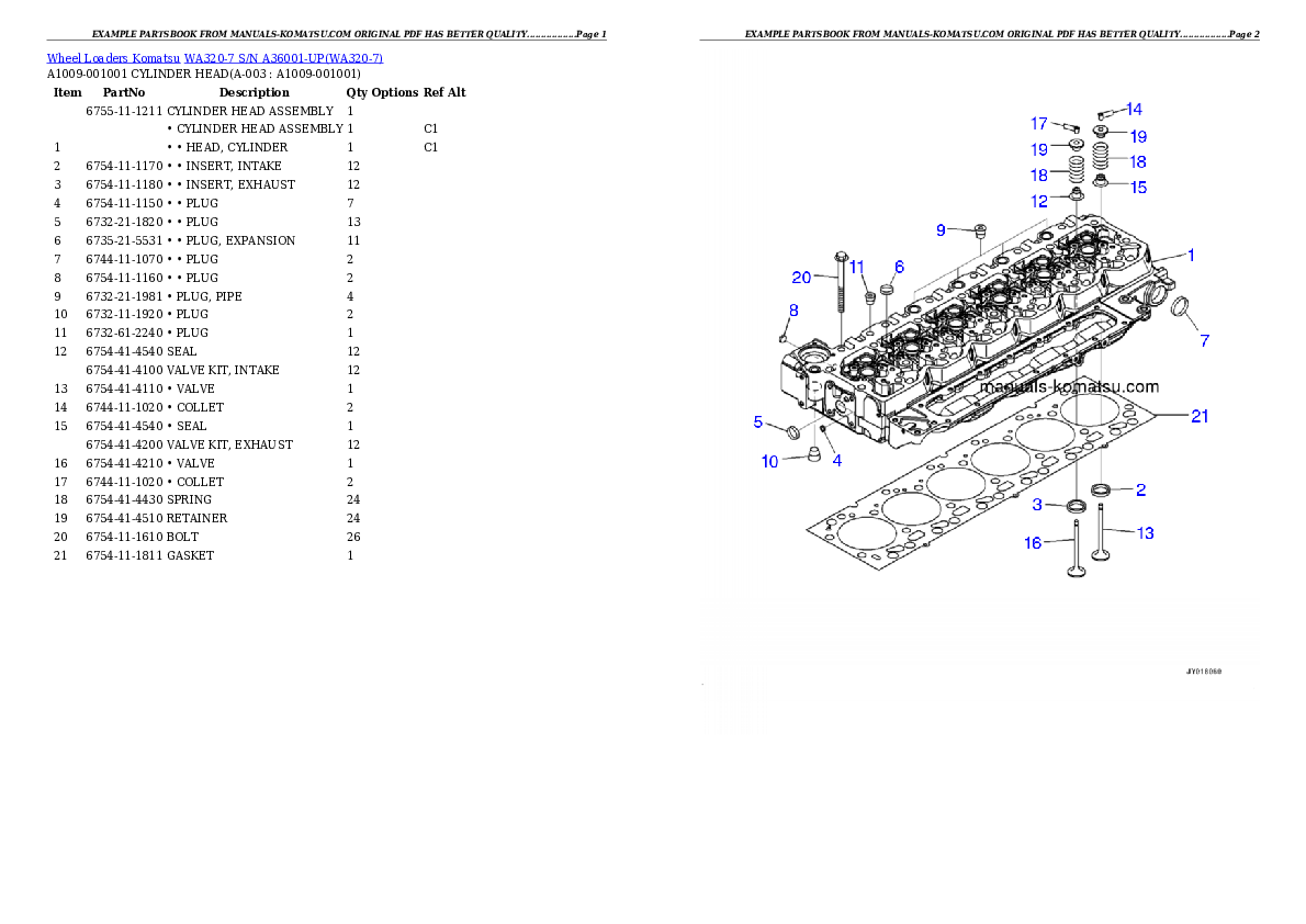 WA320-7 S/N A36001-UP Partsbook