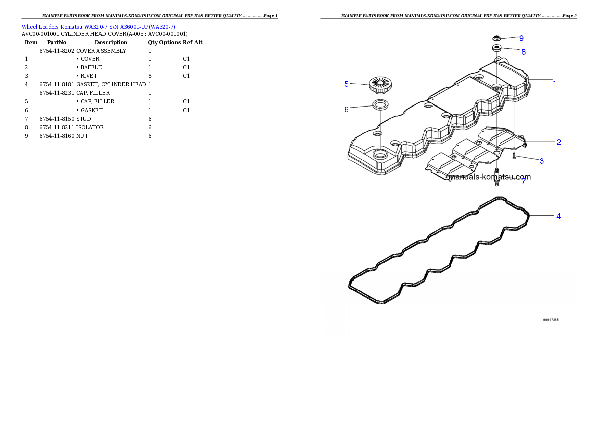 WA320-7 S/N A36001-UP Partsbook