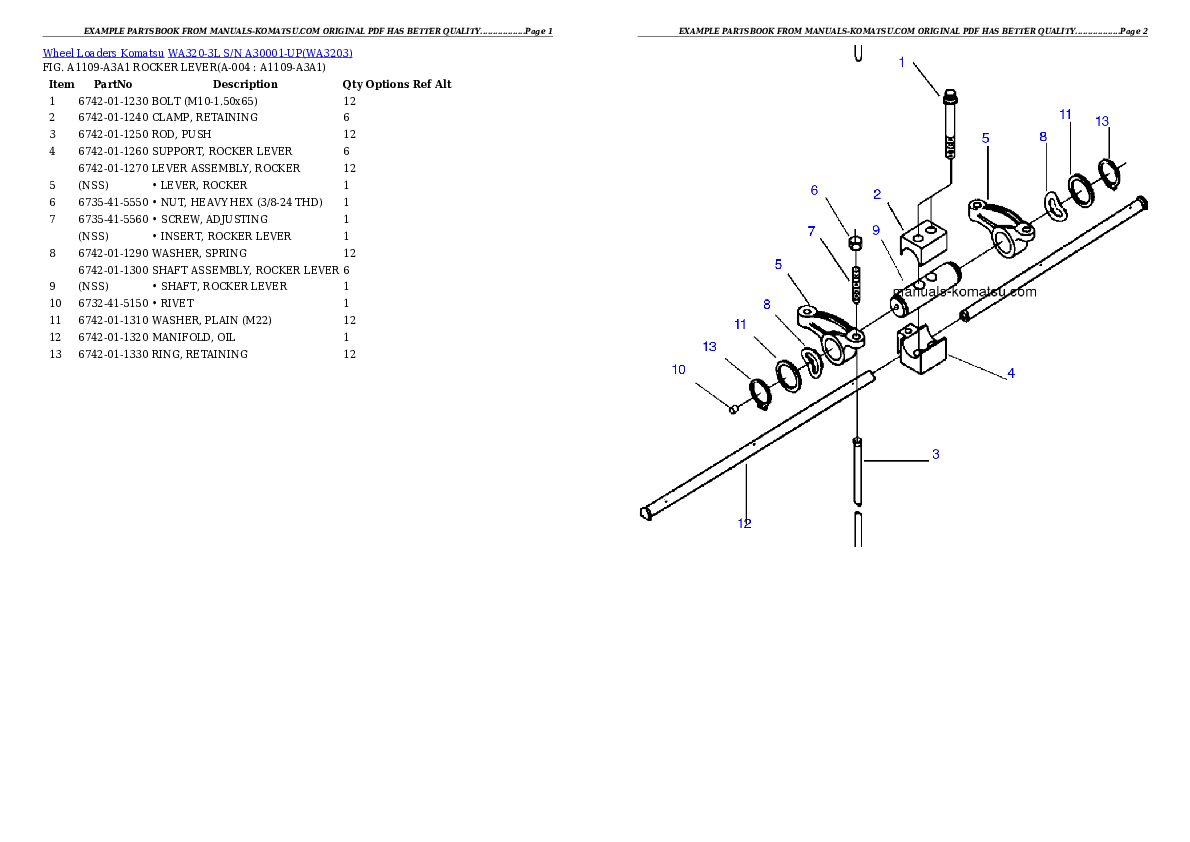 WA320-3L S/N A30001-UP Partsbook