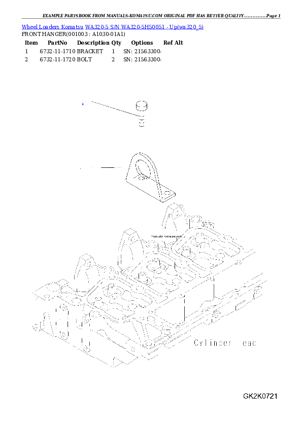 WA320-5 S/N WA320-5H50051 - Up Partsbook