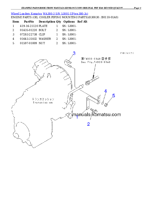 WA380-3 S/N 53001-UP (KOMTRAX for INDONESIA) Partsbook