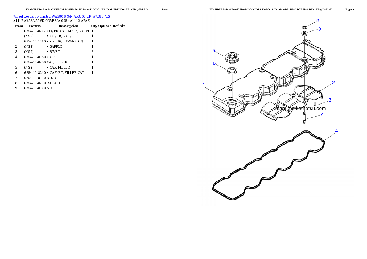 WA380-6 S/N A53001-UP Partsbook