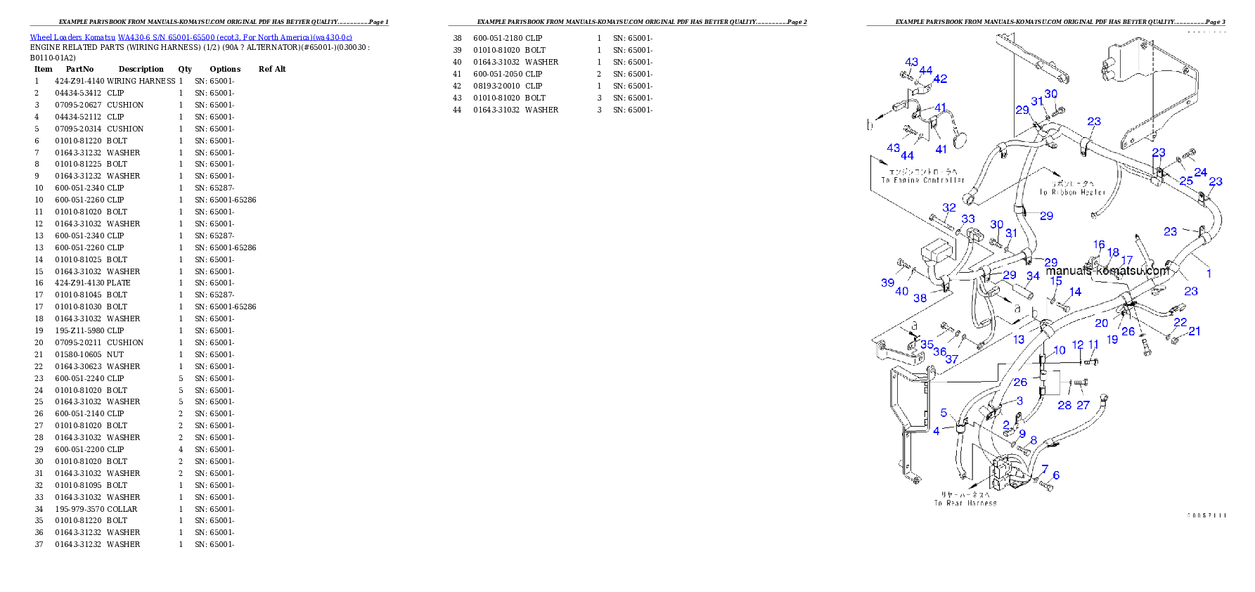 WA430-6 S/N 65001-65500 (ecot3, For North America) Partsbook