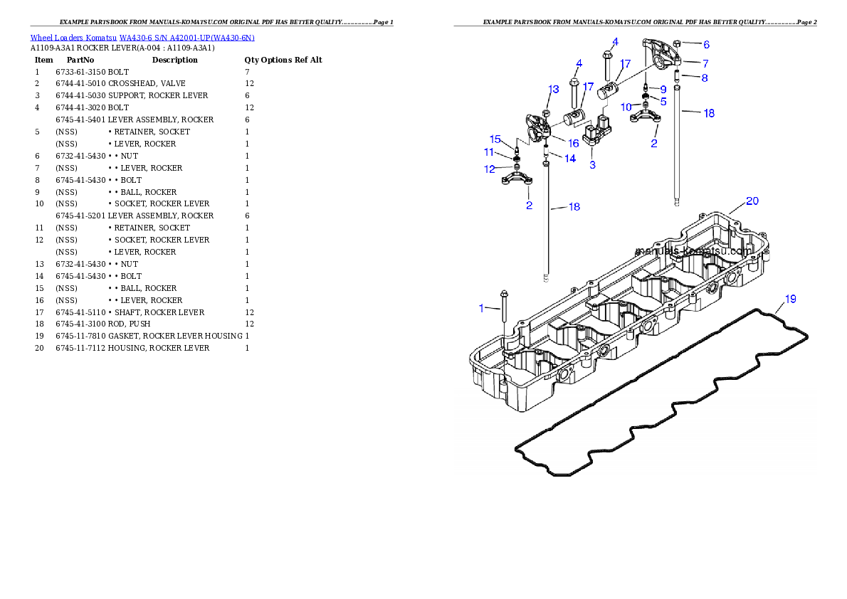 WA430-6 S/N A42001-UP Partsbook