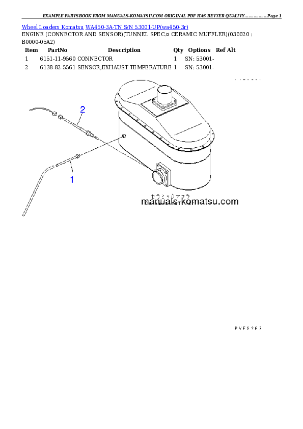 WA450-3A-TN S/N 53001-UP Partsbook