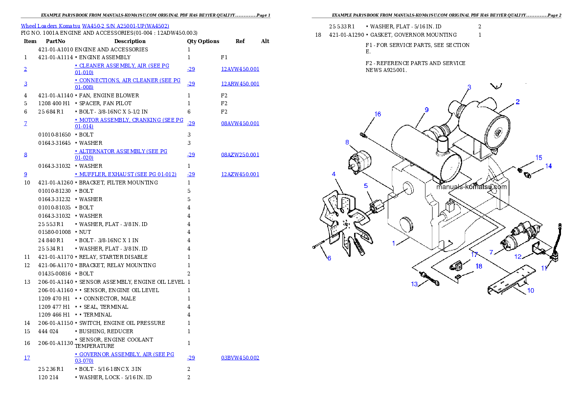 WA450-2 S/N A25001-UP Partsbook