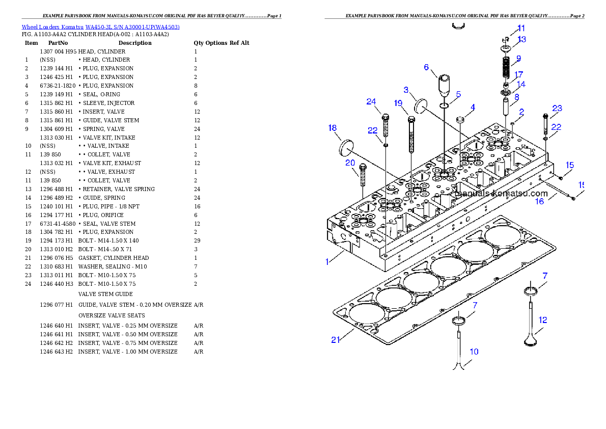 WA450-3L S/N A30001-UP Partsbook