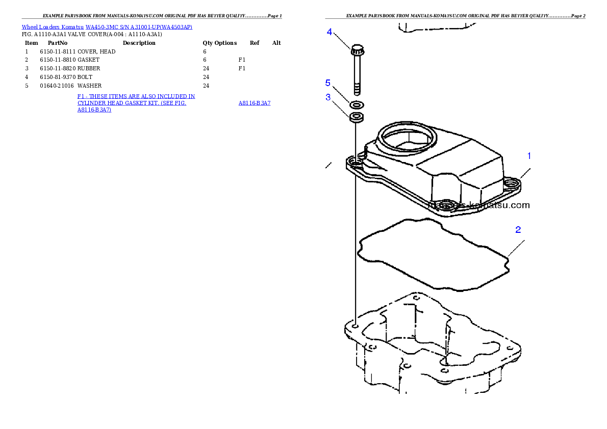 WA450-3MC S/N A31001-UP Partsbook