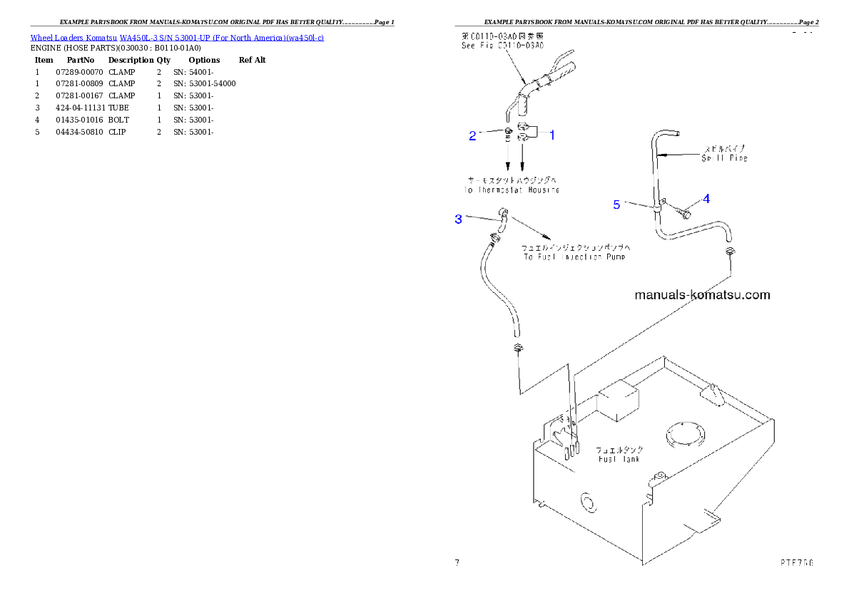 WA450L-3 S/N 53001-UP (For North America) Partsbook